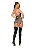 "Garter Slip Teddy - One Size - Black DG-12804BLKOS"