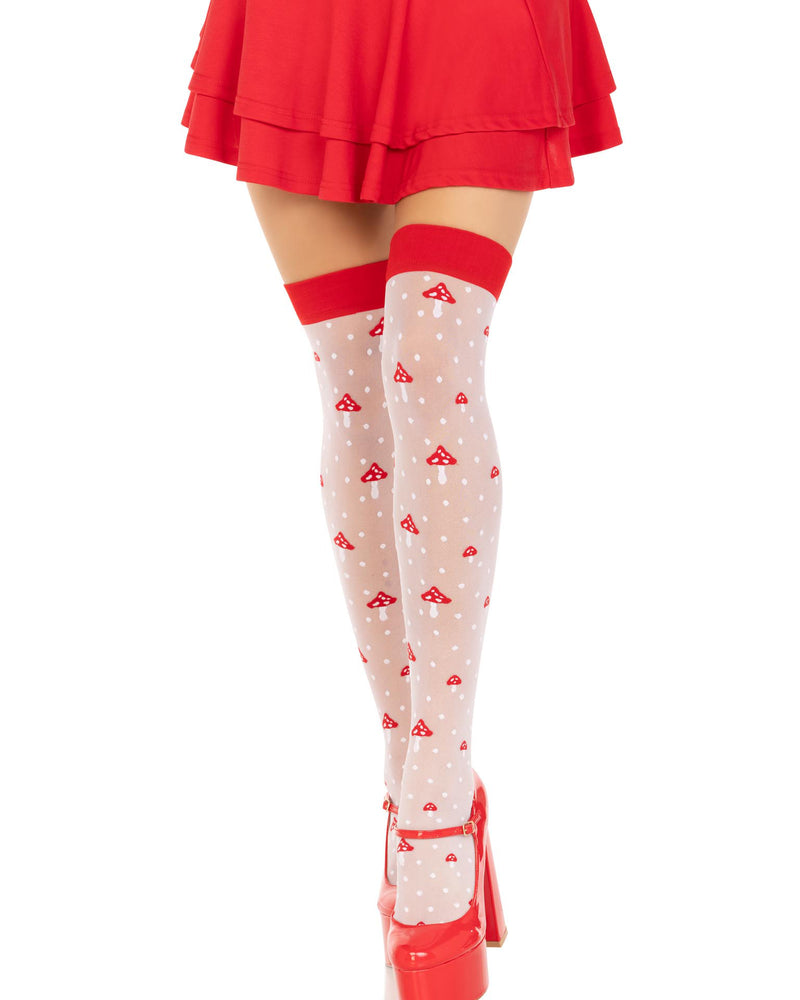 "Polka Dot Mushroom Thigh High - One Size - White/red LA-6217WHRDOS"