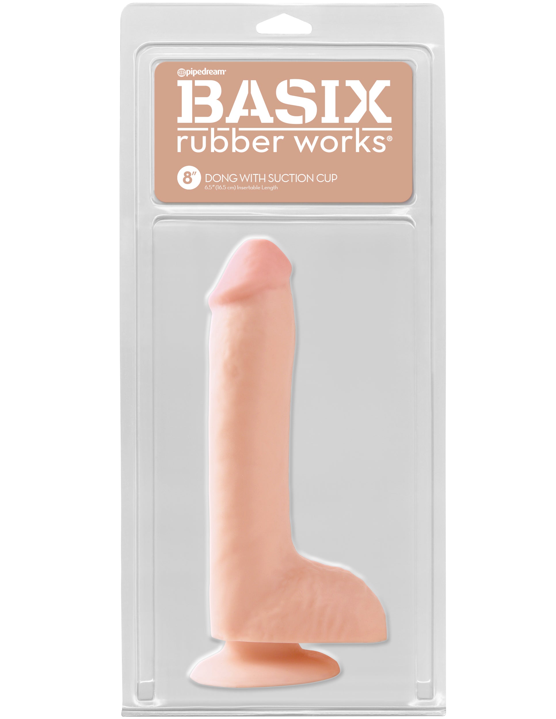 Basix Rubber Works 8 Inch Dong With Suction Cup - Flesh