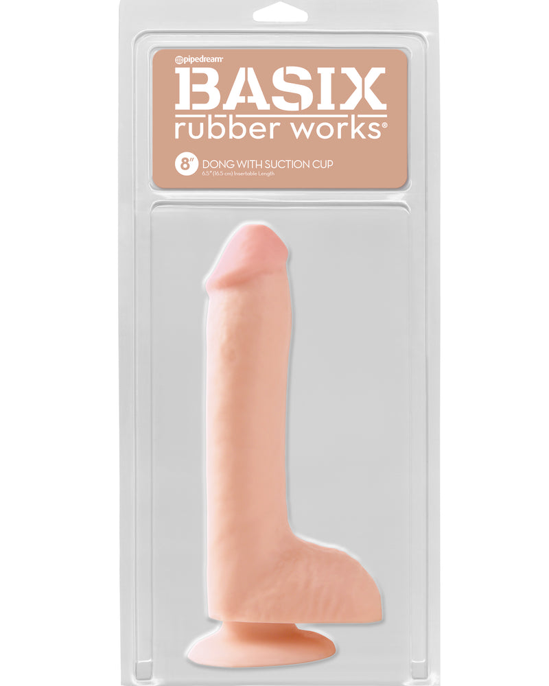 Basix Rubber Works 8 Inch Dong With Suction Cup - Flesh