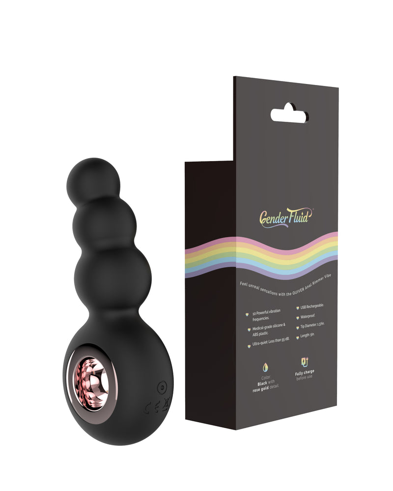 Gender Fluid Quiver Anal Ring Bead Vibe - Black