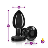 Cheeky Charms - Rechargeable Vibrating Metal Butt Plug With Remote Control - Gunmetal - Medium