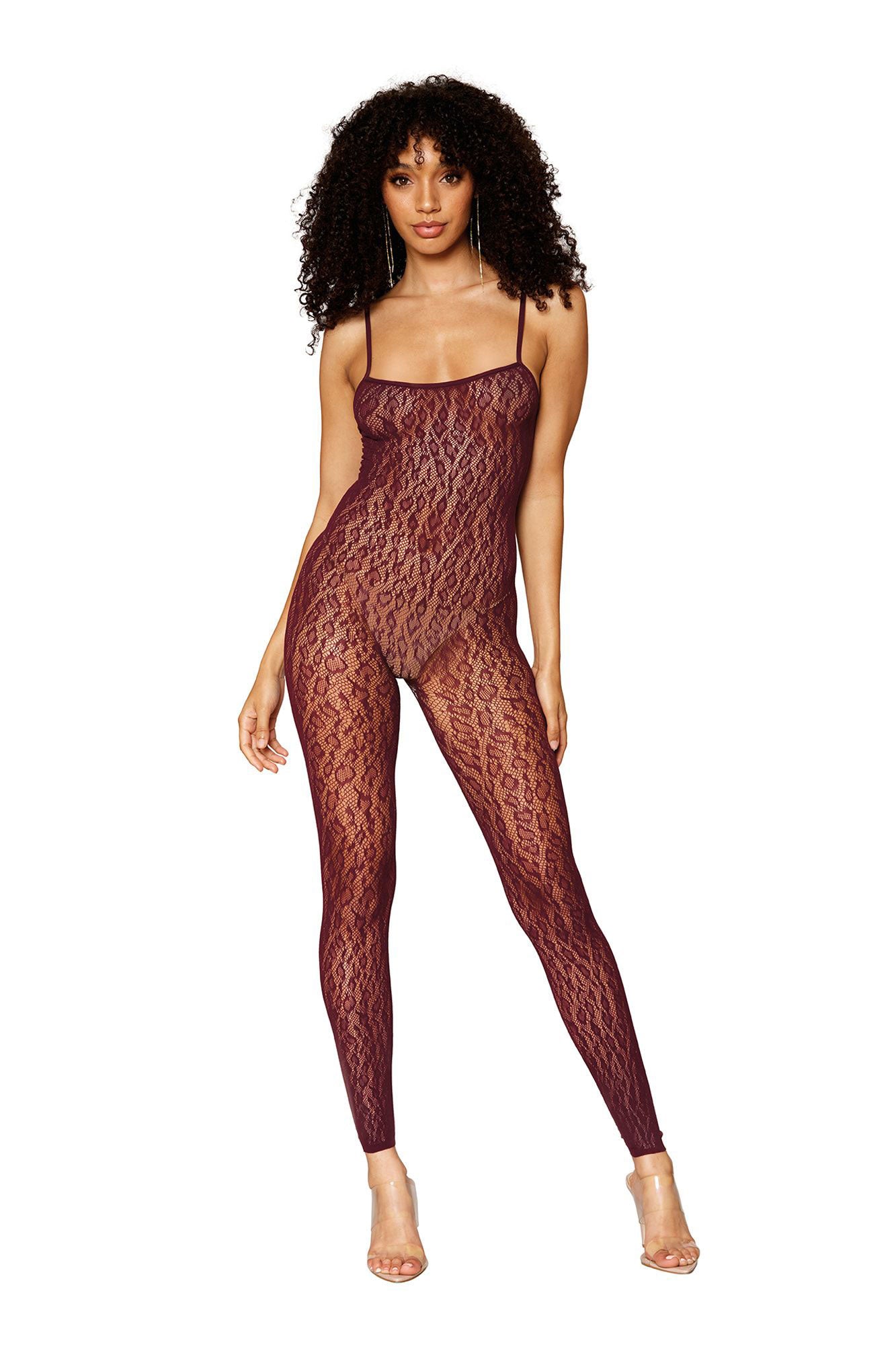 Catsuit Bodystocking and Shrug - One Size - Burgundy