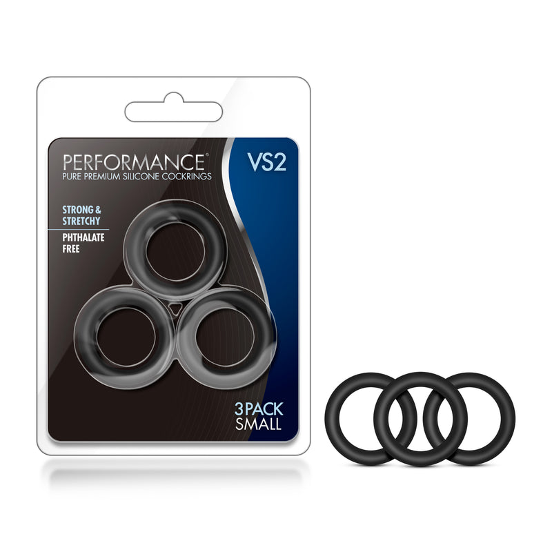 "Performance - Vs2 Pure Premium Silicone Cockrings - Small - Black BL-70815"