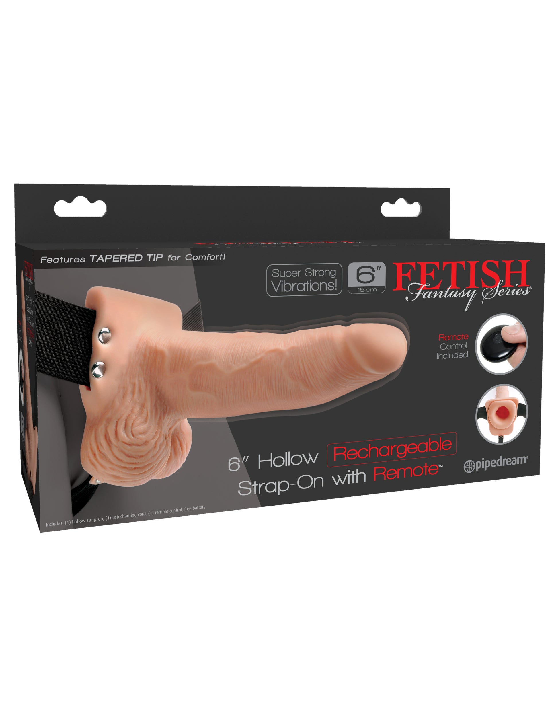 "Fetish Fantasy Series 6 Inch Hollow Rechargeable Strap-on With Remote - Flesh PD3395-21"