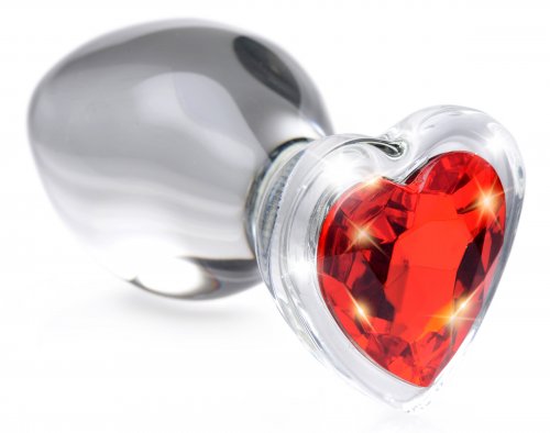 "Red Heart Gem Glass Anal Plug - Medium BTYS-AG432-MED"