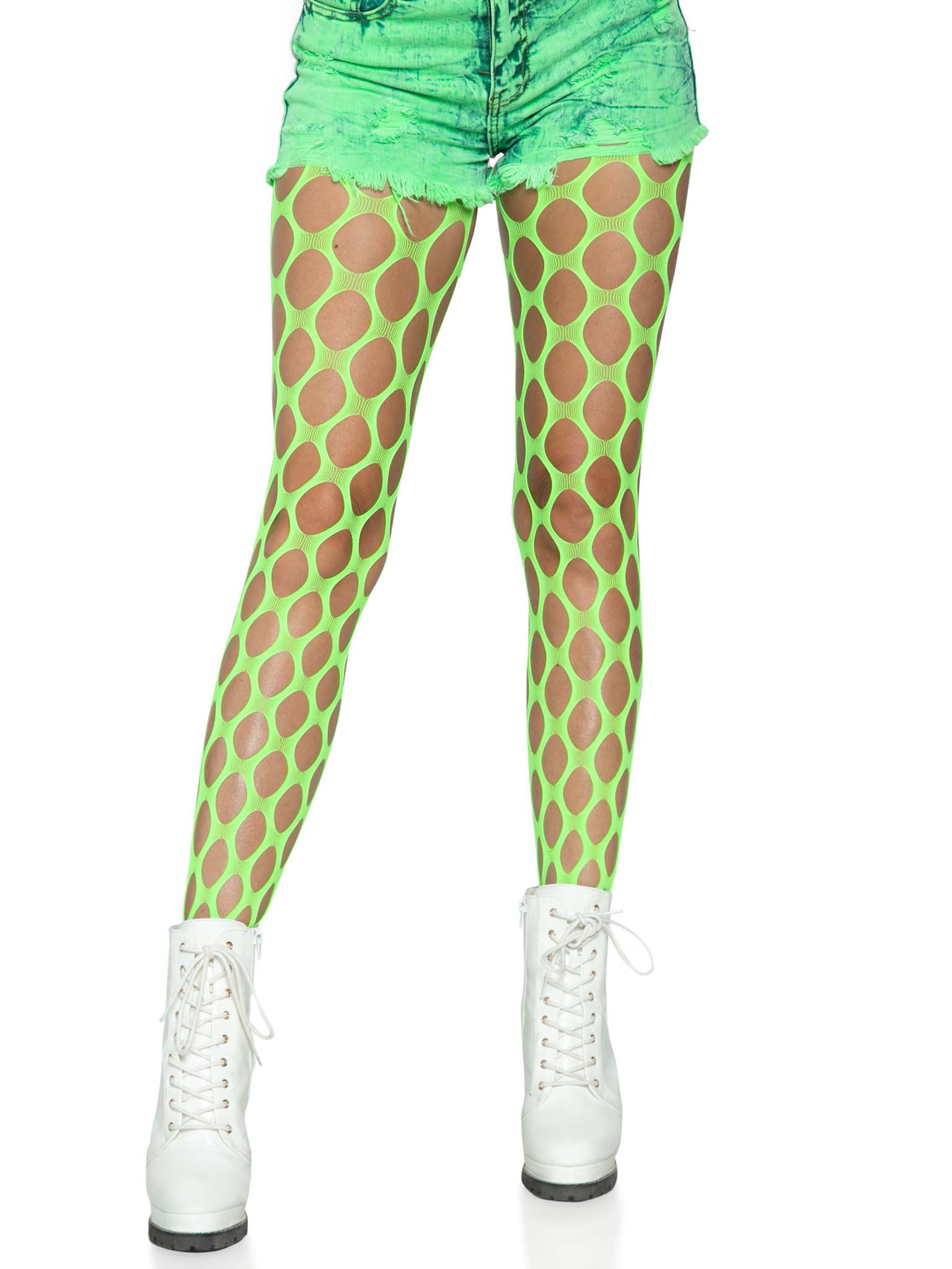 Jumbo Pothole Net Tights - Neon Green - One Size