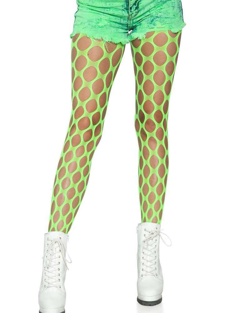 Jumbo Pothole Net Tights - Neon Green - One Size