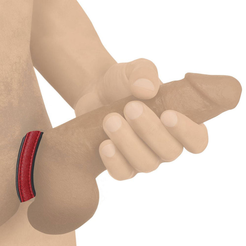 "Leather and Velcro Cock Ring - Red STR-AH013-RED"