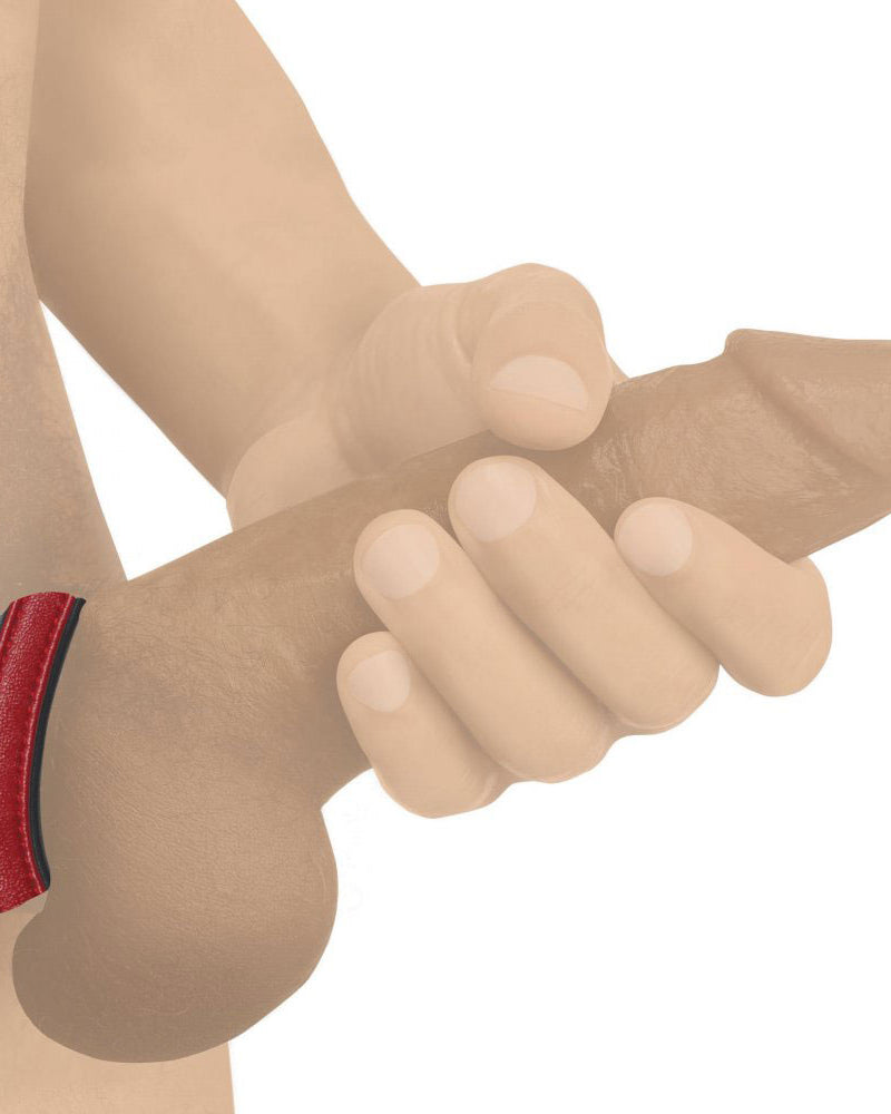 "Leather and Velcro Cock Ring - Red STR-AH013-RED"