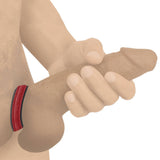 "Leather and Velcro Cock Ring - Red STR-AH013-RED"