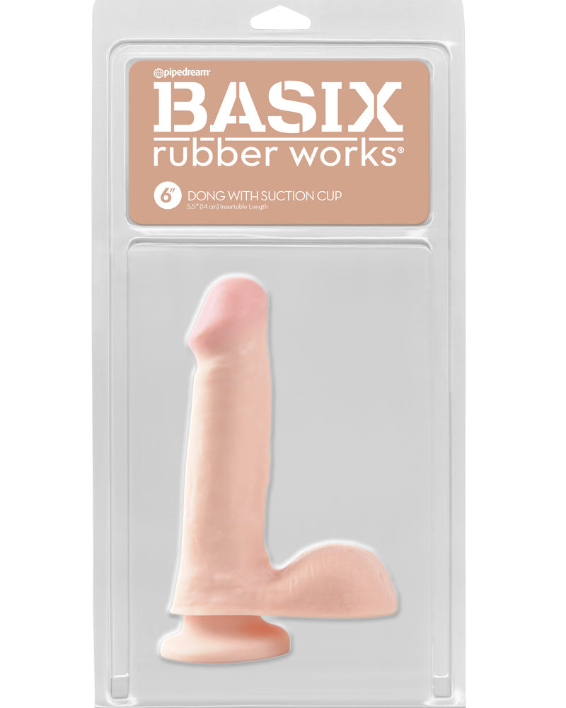 Basix Rubber Works - 6 Inch Dong With Suction Cup - Flesh