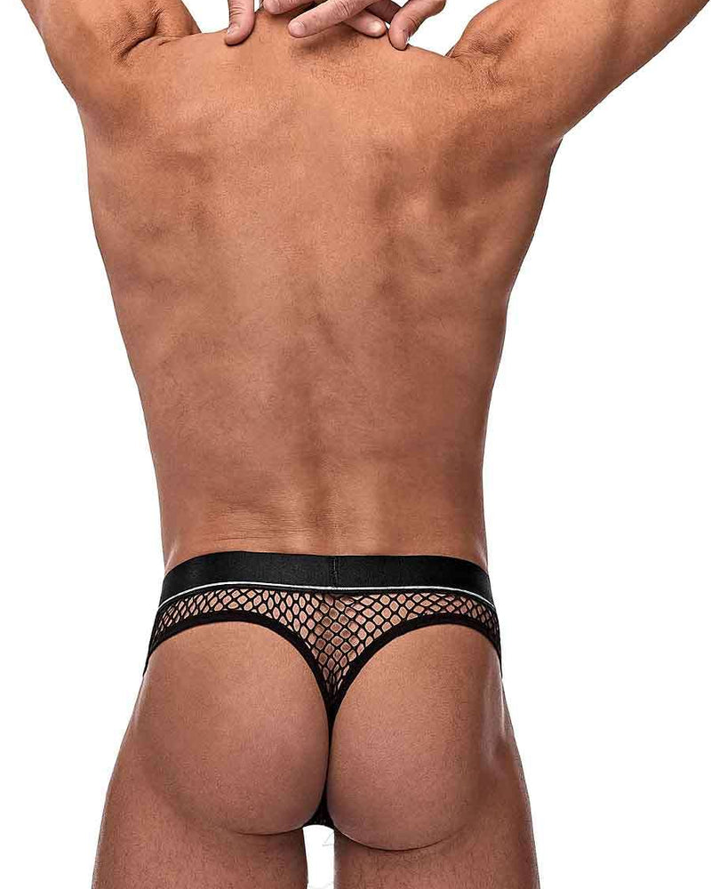 Cock Pit Net Cock Ring Thong - L/ XL - Black