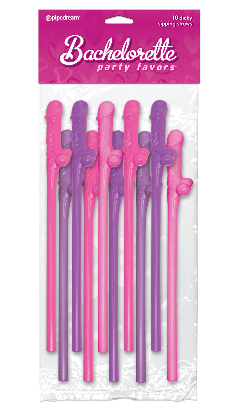 "Bachelorette Party Favors 10 Dicky Sipping Straws - Pink & Purple PD6203-03"