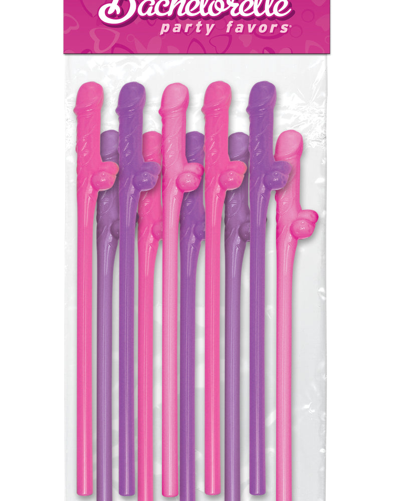 "Bachelorette Party Favors 10 Dicky Sipping Straws - Pink & Purple PD6203-03"
