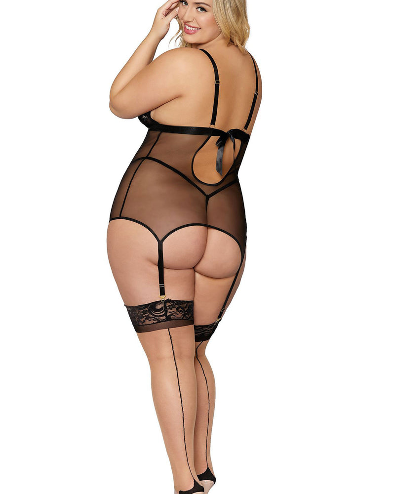 "Garter Slip and G-String - Queen Size - Black DG-12712BLKQ"
