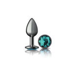 Cheeky Charms-Gunmetal Metal Butt Plug- Round-Teal-Small