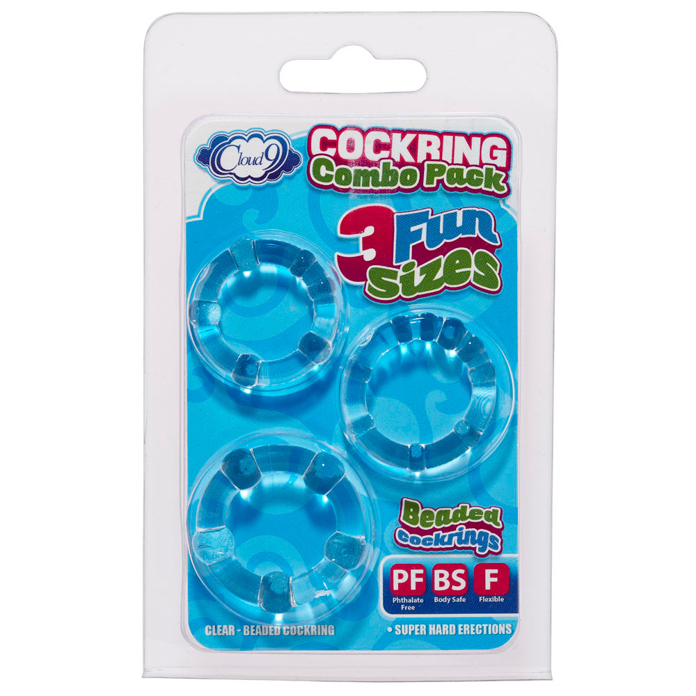 "Cockring Combo Beaded - Clear WTC63831"