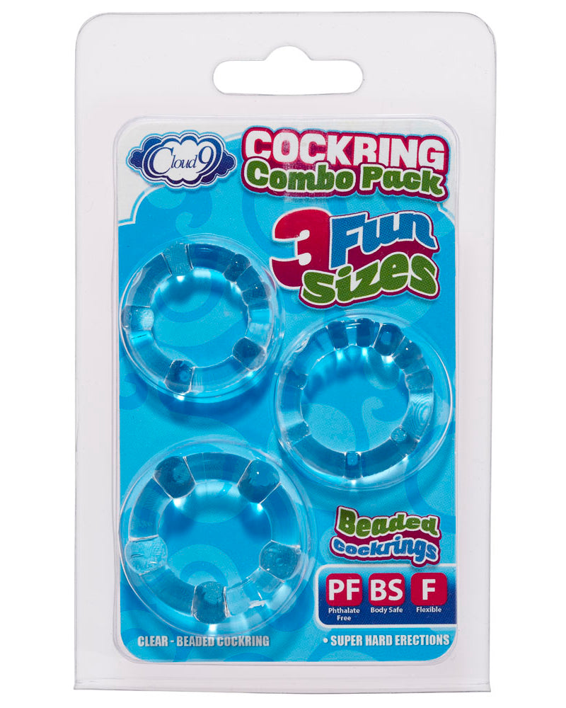 "Cockring Combo Beaded - Clear WTC63831"