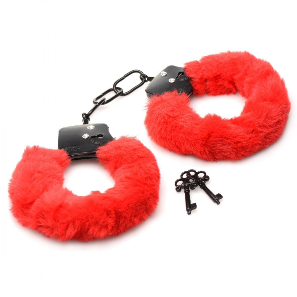 Cuffed in Fur Furry Handcuffs - Red